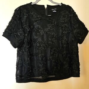 City Chic Flower Cropped Blouse